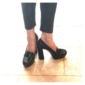 Nine West heeled black loafer pumps 8.5